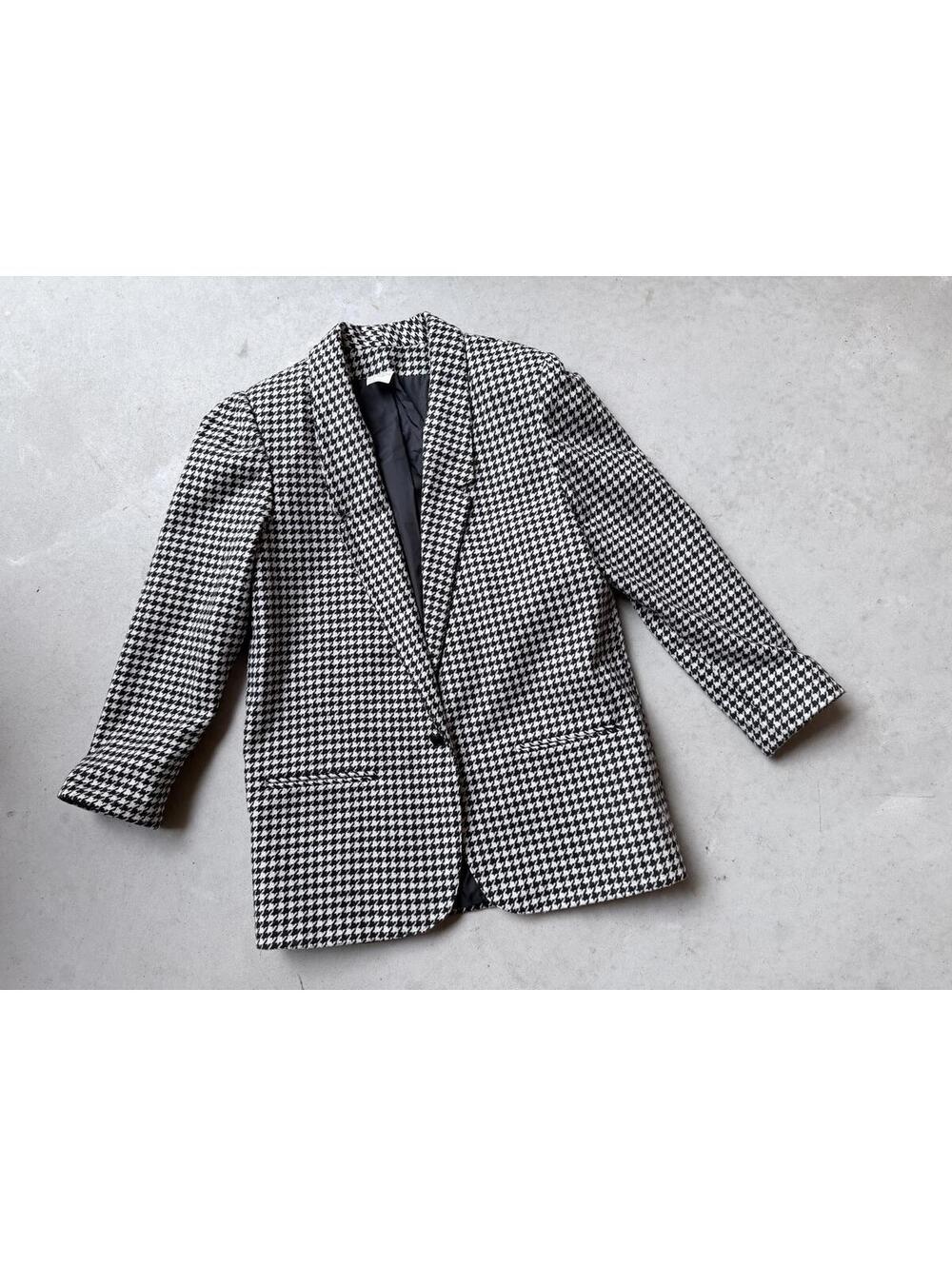 Women's Houndstooth Pattern Blazer Size 12 Wedding Guest Jacket